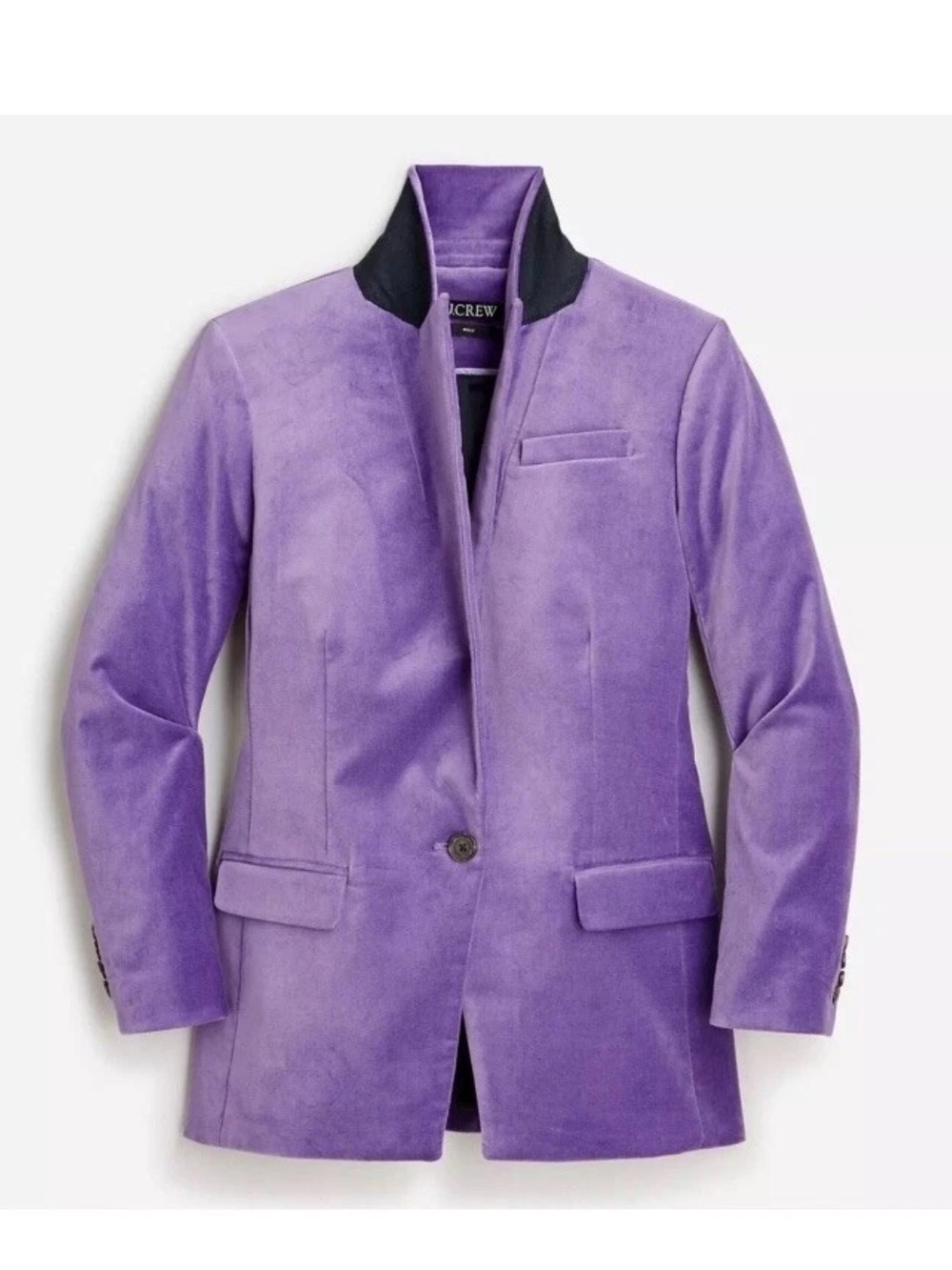 J. Crew Women's Willa Purple Stretch Velvet Blazer Jacket One Button 4 - Picture 2 of 9